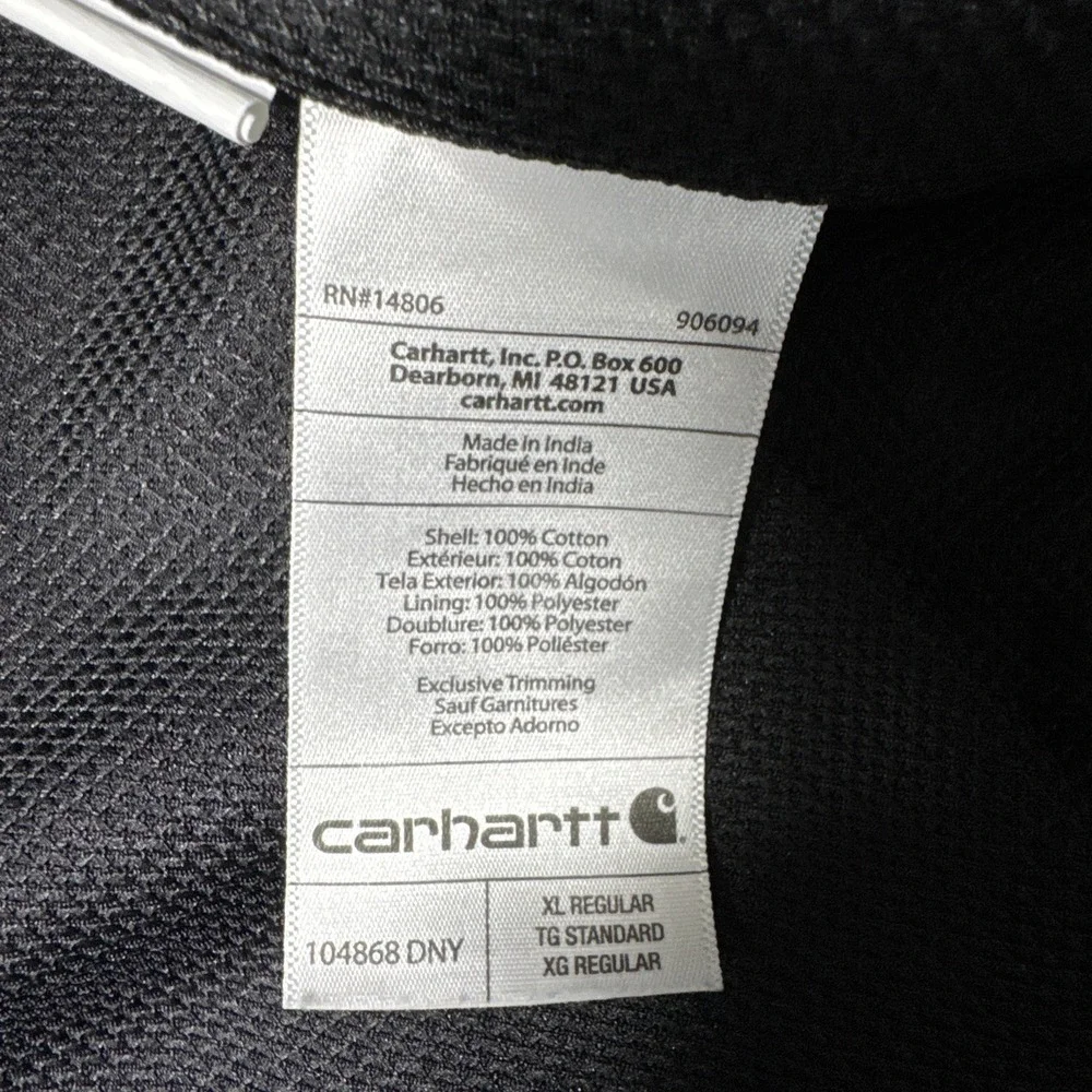 Carhartt Jacket Men XL Blue Loose Firm Duck Canvas Thermal Lined Hooded Workwear